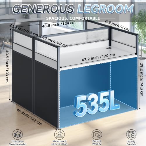 Image of Office Cubicle Desk, 2 People Cubicle Desk with Mute Privacy Panels, Office Cubicle Computer Workstations 4s40 Table with Cable, Partitions Desk for Home /Offices Commercial Workspace,Business, Style B