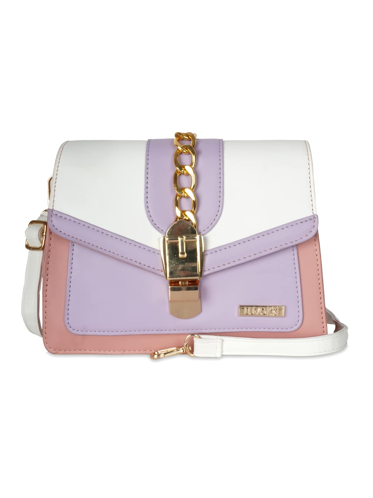 Luvoksi Women Casual Sling Bag -White & Pink