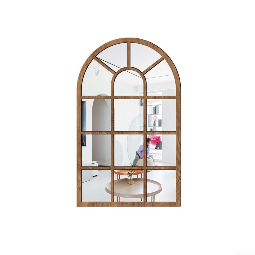 Specchio rustico per finestra ad arco bianco invecchiato, 81,3 cm, con cornice in legno da appendere, per decorazione da parete, per casa colonica, decorazione da parete, specchio vintage per