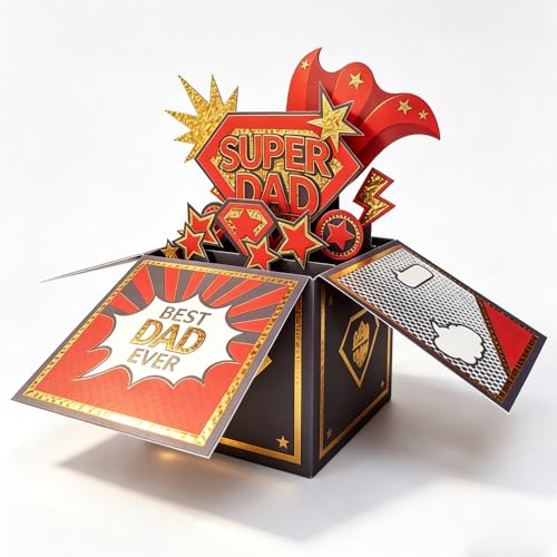 WUBUMIM Dad Birthday Card，3D Pop Up Happy Father's Day Card, Best Dad Ever Greeting Card, Father Birthday Card for Dad Husband, Grandpa from Daughter Son