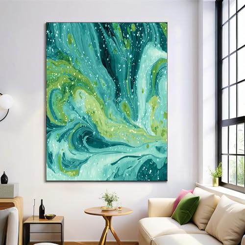 Art mural turquoise de qualité premium, décoration de toilettes chic en grand format