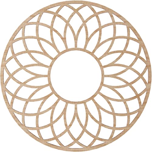 Image of Ekena Millwork 18 inchOD x 6 1 /8 inchID x 1 /4 inchT Cannes Wood Fretwork Pierced Ceiling Medallion, Alder
