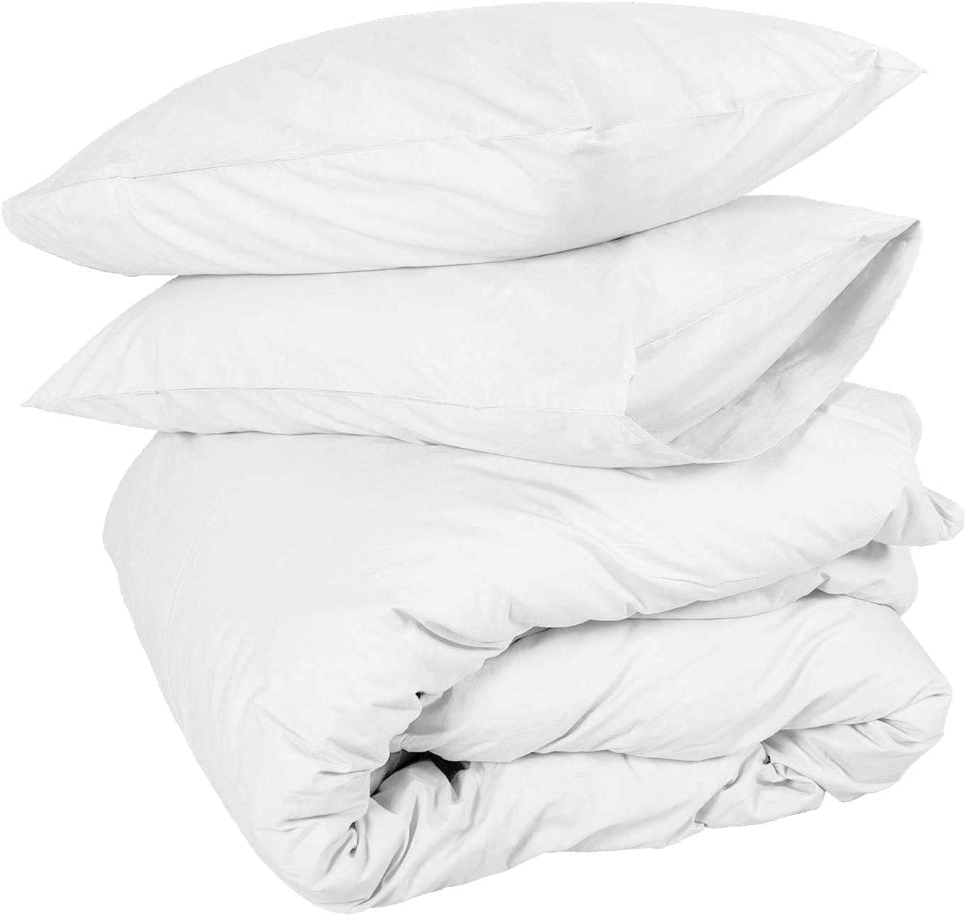 EASY BEDDING Duvet Cover for Double Size Bed, 100% Cotton Quilt/Comforter Cover & 2 Pillow Cover, Zipper Closure Blanket, Razai Cover (400TC) 3PC Set - White Solid.-image-40