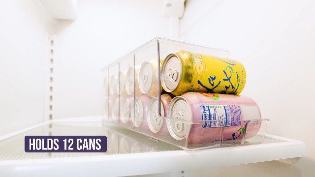 Sorbus Soda Can Organizer For Refrigerator Can Holder With Lid For Fridge, Pantr