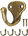 Produktbild FUXXER® - Antik-Haken, Garderoben-Haken, Handtuch-Haken Kleider-Haken, Eisen-Haken Messing Bronze Design Vintage Landhaus Retro, 4er Set