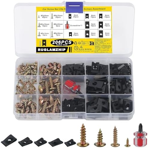 Kit 20 Dadi A U Per Auto Con Viti - Clip In Metallo Per Paraurti E Pannelli Carrozzeria