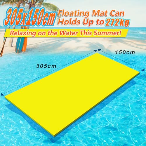 CTSC Floating Water Mat, 305 x 150cm Schwimmende Wassermatte, Wassermatt, reißfeste 3-lagigen XPE-Schaummatte, EIN toller Begleiter für Bootsfahrten und Poolspaß