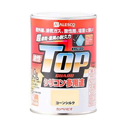 カンペハピオ ペンキ 塗料 油性 つやあり シリコン樹脂 多用途 超速乾 さび止め剤入り トップガード コーンシルク 0.4L 油性塗料 日本製 00017640671004