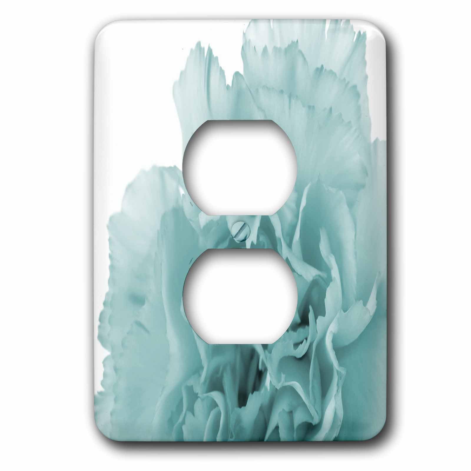 Couvercle de prise double motif fleurs bleu gris plaque murale déco