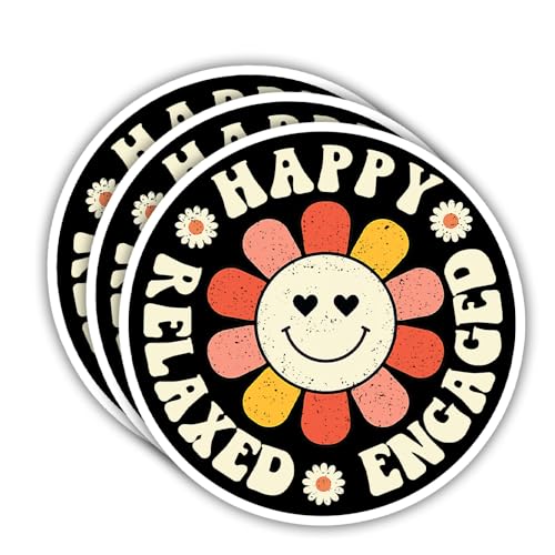 Image of SODAVA (Set of 3) Happy Relaxed Engaged ABA BCBA Behavioral Health Technician Stickers SPED Sticker Special Needs Awareness Sticker Technician Behavior Analysis Therapy Disability Sticker