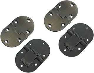 QCAA Solid Brass Butler Tray, Folding Table Hinge, 2-1/2" x 1-1/2" x 3.0 mm, Brushed Antique Brass, 4 Pack, Made in Taiwan