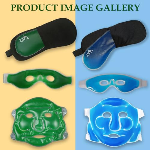 Image of Aqua Ice Face & Eye Cooling Gel Pad and Aloe Vera Gel Mask Ice Pack for Face and Eye Patches Remove Dark Circles, Fatigue Cool Eyes Patch Pads Eye Care | Facial Skin Refresh Face Mask for Hot & Cold Therapy (Aloe Face Mask, Blue Hole Eye Mask)
