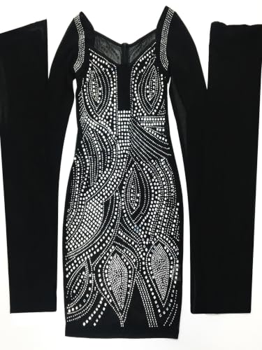 Image of PORRCEY Women's Sexy Elegant Rhinestone Mesh Party Club Night Mini Dress