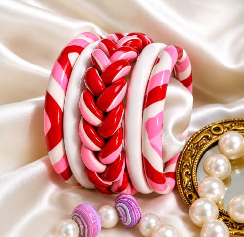 Image of Heer Bangles Rajasthani Traditional Lac Bangles Set, Handcrafted Multi-Color Pattern, Jaipuri Lakh Chudi for Women & Girls, 10 Piece Set (Red, Pink, Purple, Sky Blue) - Available Sizes: 2.2, 2.4, 2.6, 2.8, 2.10, 2.12
