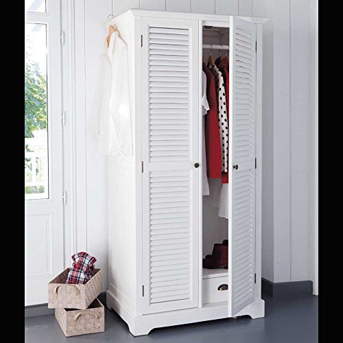 Image of APRODZ Mango Wood Double Doors Multipurpose Storage Montreal Wardrobe Almirah for Living Room | White