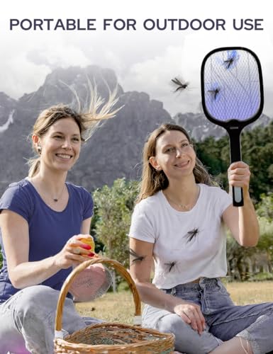 Image of CostarMatter Mosquito Racket with UV Light Lamp, 2 Modes Mosquito Bat USB Rechargeable, Bug Zapper Electric Fly Swatter w /Long Lasting Lithium-ion Battery, 6 Months Warranty (Black)