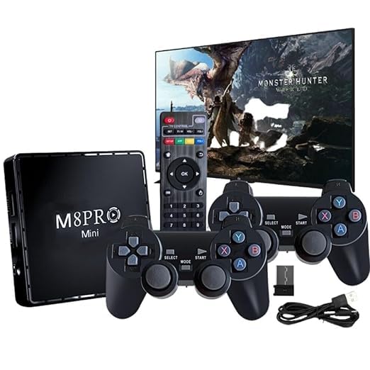 Techking M8 Pro Ni Retro Gaming Console Box 64GB - Loaded With Offering 10000 Classic Video Games, Complete With A 2.4G Wireless Controller And Dual System