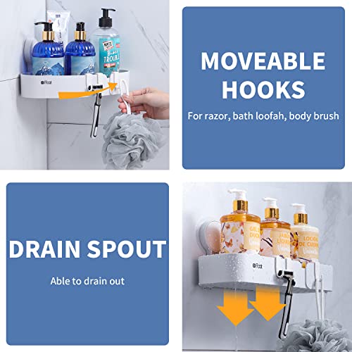 2 Pack Suction Cup Shower Caddy Corner Shower Organizer Suction Shower Caddy Shelf Rack Adhesive Storage, Plastic Basket Shower Organization For Inside Shower, Shampoo Holder For Wall For Bathroom, Kitchen (Rectangle, 2) #TOP3