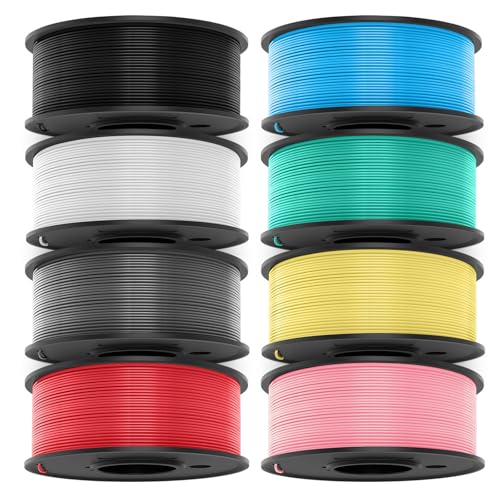 JAYO Filamento PLA Meta de 1,75 mm, PLA 3D para impresora 3D, bobina de 250 g, 8 paquetes, total 2 kg