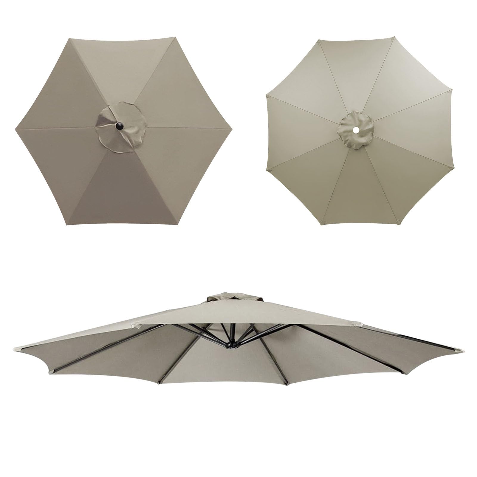 Replacement Parasol Cloth, Market Table Umbrella Canopy, Umbrella Canopy, waterproof, Umbrella Replacement Cloth, Replacement Parasol Fabric cover for Garden Umbrella(Top color,6ribs:2.7m/8.8ft)