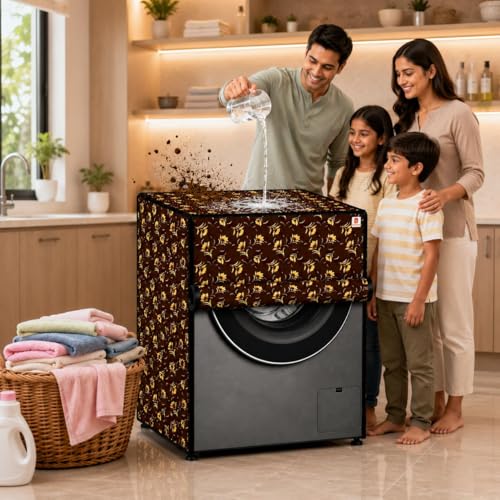 Image of Front Load Fully Automatic Washing Machine Cover for 8.5kg to 10kg | Waterproof & Dustproof Polyester Cover with Zip Closure | Suitable with Samsung, IFB, LG, Bosch & More (67 x 67 x 87 cm)