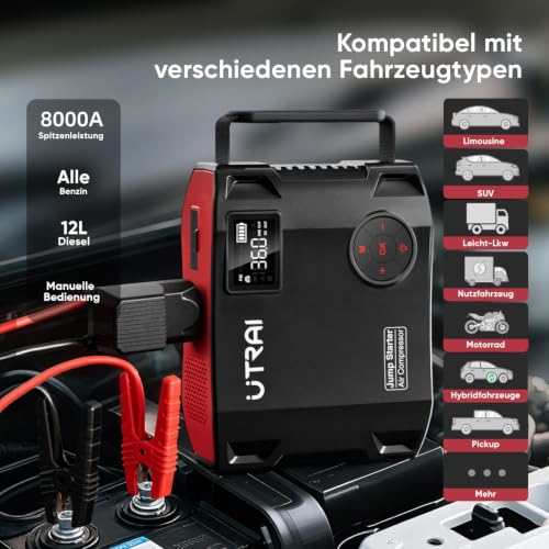 UTRAI 8000A Starthilfe Powerbank für Pkw mit Kompressor, 160W DC-Ausgang – Ansicht 2
