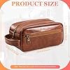 Mens PU Leather Toiletry Bag, Dark Brown Hanging Washbag Waterproof Travel Cosmetics Pouch Essential Toiletries Organizer Shaving Dopp Accessories Kit Bag for Men Fathers Day Birthday Christmas Gifts #1