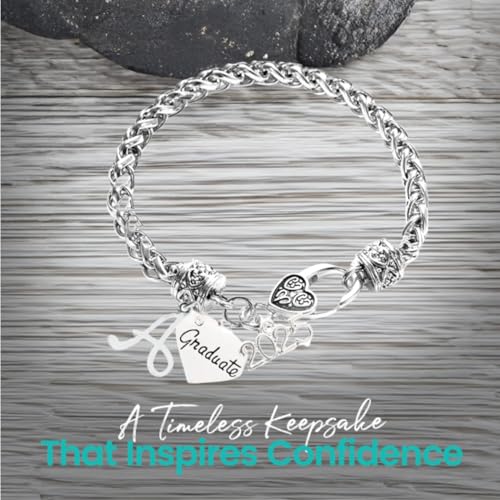 Infinity Collection 2025 Personalized Graduation Charm Bracelet with Initial Charm - Graduation Gift, Customizable Non-Tarnished Bracelet for Graduates, Class of 20254