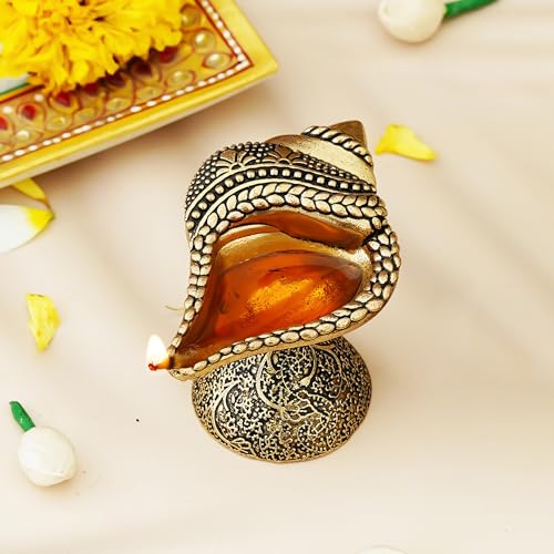 Mecha de Altar en Forma de Shankh de Latón para Pooja y Decoración