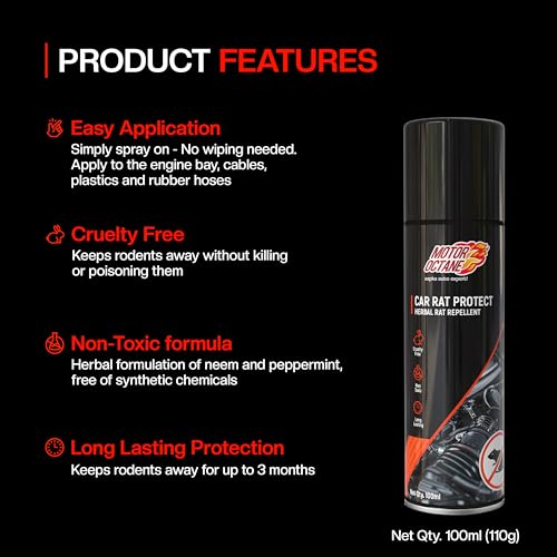 Image of Car Rat Protect Spray | Herbal Rat Repellent Spray for Car | 100ml | Non-Toxic, Cruelty-Free, Long-Lasting Protection for Engine Bay, Cables & Rubber Hoses, Electrical Wiring