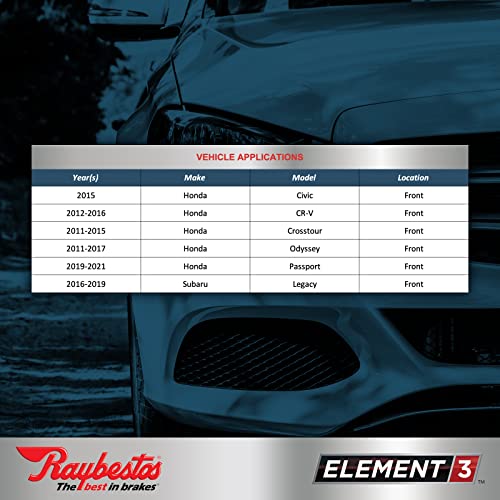 Raybestos Element3 Eht™ Replacement Front Brake Pad Set For Select Honda Civic/Cr-V/Crosstour/Odyssey/Passport And Subaru Legacy Model Years (Eht1521H) #TOP3
