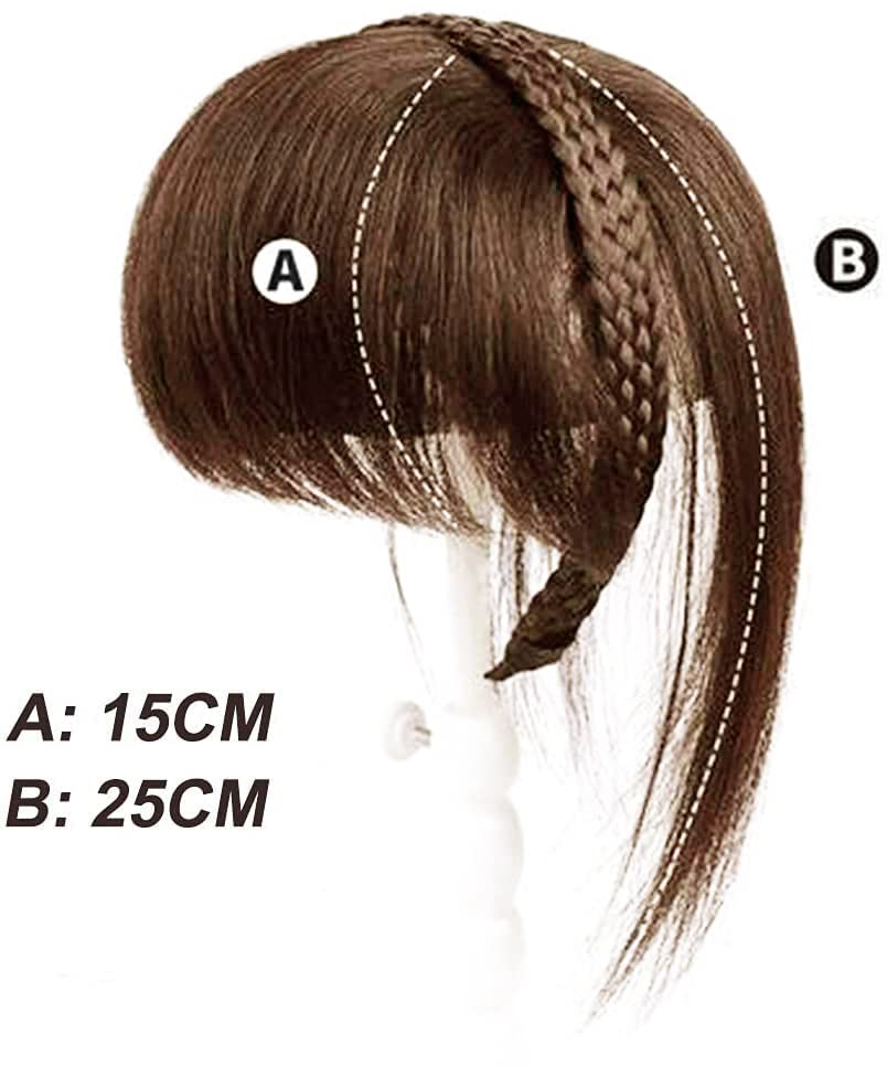 Miniatura 2 de Diadema trenzada de cabello humano de 10 pulgadas para mujer, con banda de pelo de aspecto natural, con flequillo, trenzado trenzado, clip,