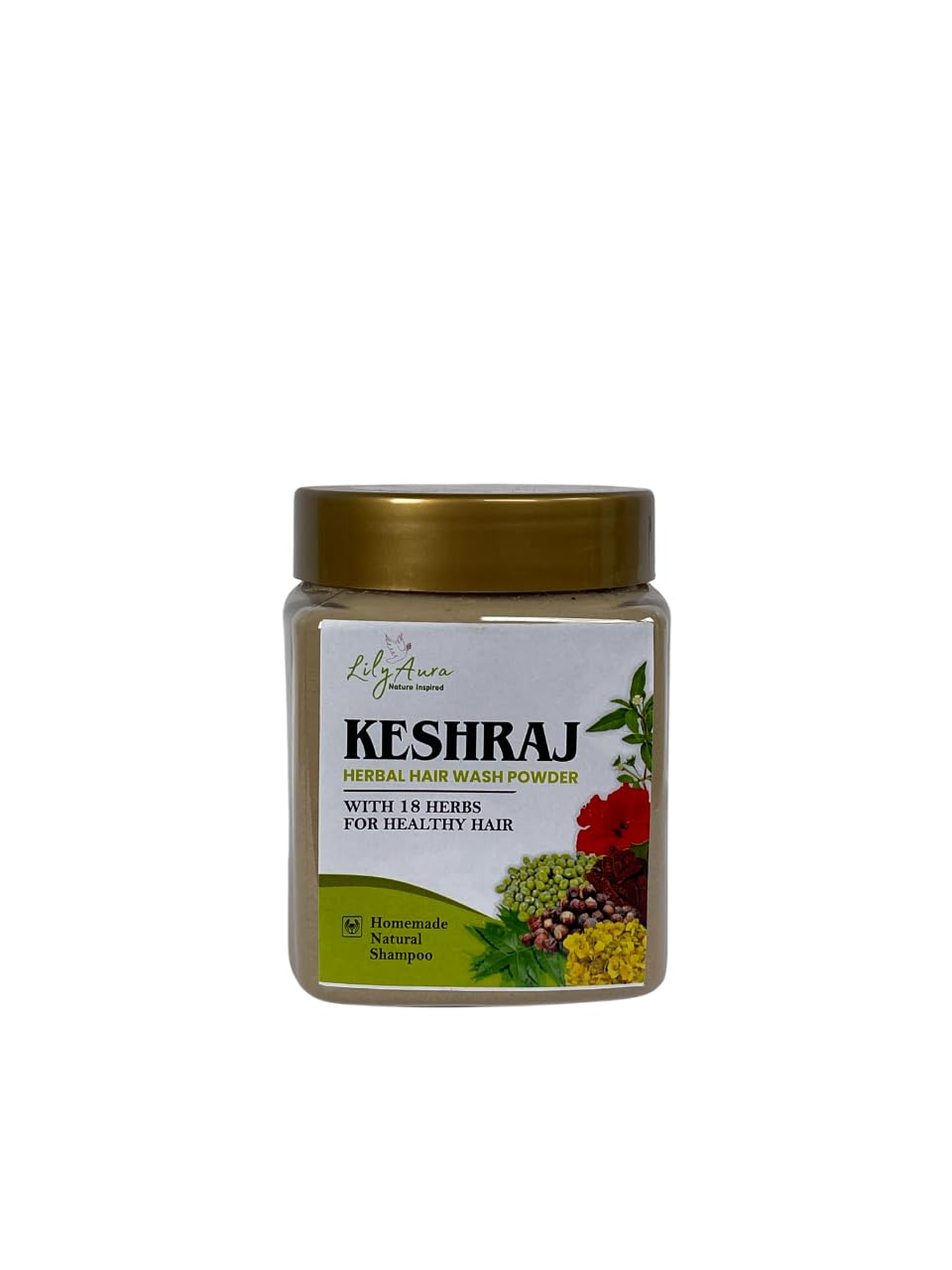 LilyAura Keshraj Herbal Hair Wash Powder By Lily Aura Naturals | Natural Cleanser For Scalp And Hair | Plant Based Alternative To Shampoo | Softens Hair | Adds Shine And Volume (300g)-image-4