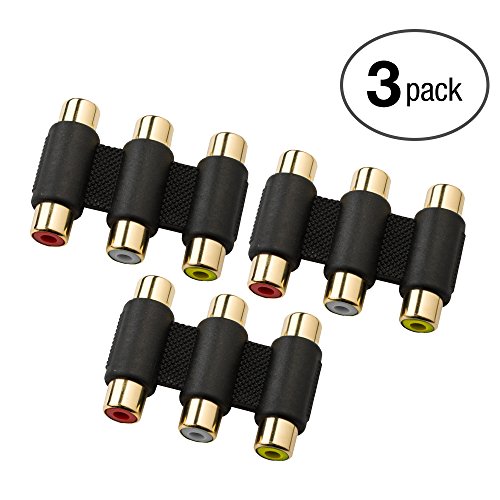 Aurum Cables 3 Pack 3 RCA Female to Female Coupler Jack Adapter
