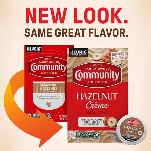 Image of Community Coffee Hazelnut Creme Flavored 12 Count Keurig K-Cup Coffee Pods, Medium Roast, 12 Count (Pack of 1)