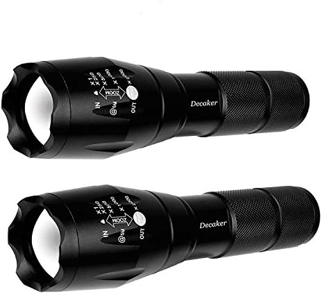 Decaker TC1200 PRO Tactical Flashlight Military Grade 5 Mode 3000 Lumens Tactical Led Waterproof Flashlight,2-Pack