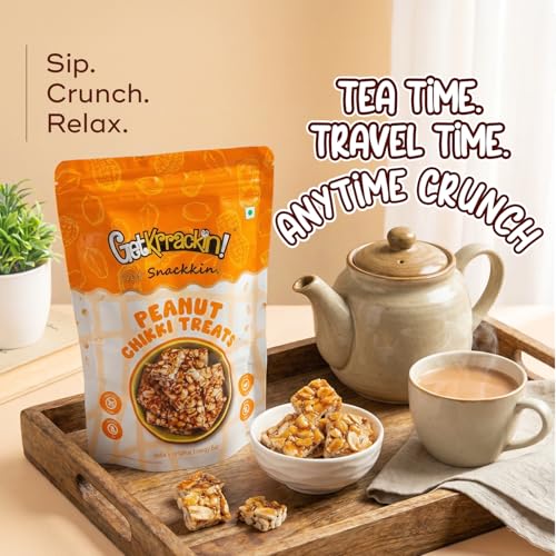 Image of GetKrrackin! Peanut Chikki Bites - 200g Each | Crushed Peanut Gajak Treats with Jaggery | No Added Colors or Preservatives | Crunchy Gazak | Gud Patti | Kadalai Mittai | Indian Sweets & Snacks