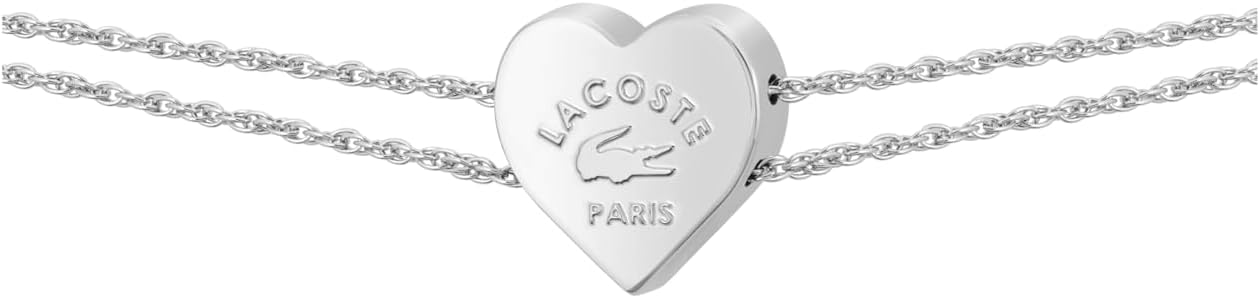 Lacoste Love My Croc Pendant Bracelet for Women - Stainless Steel Jewelry - Adjustable Band - Romantic Collection, Heart Shape Design - Fashion Accessory - Gift For Her