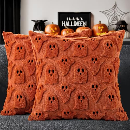 Brunt Orange Halloween Pillow Covers - image 1