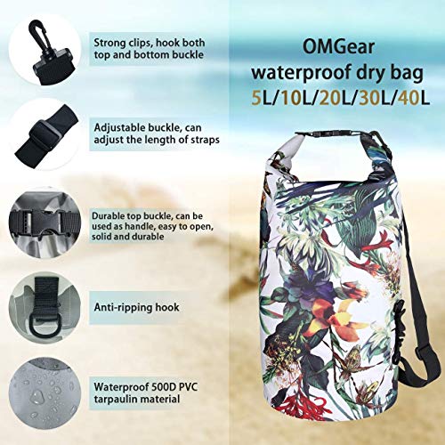 Image of OMGear Waterproof Dry Bag Backpack Phone Pouch 40L /30L /20L /10L /5L Floating Dry Sack for Kayaking Boating Outdoors Activities