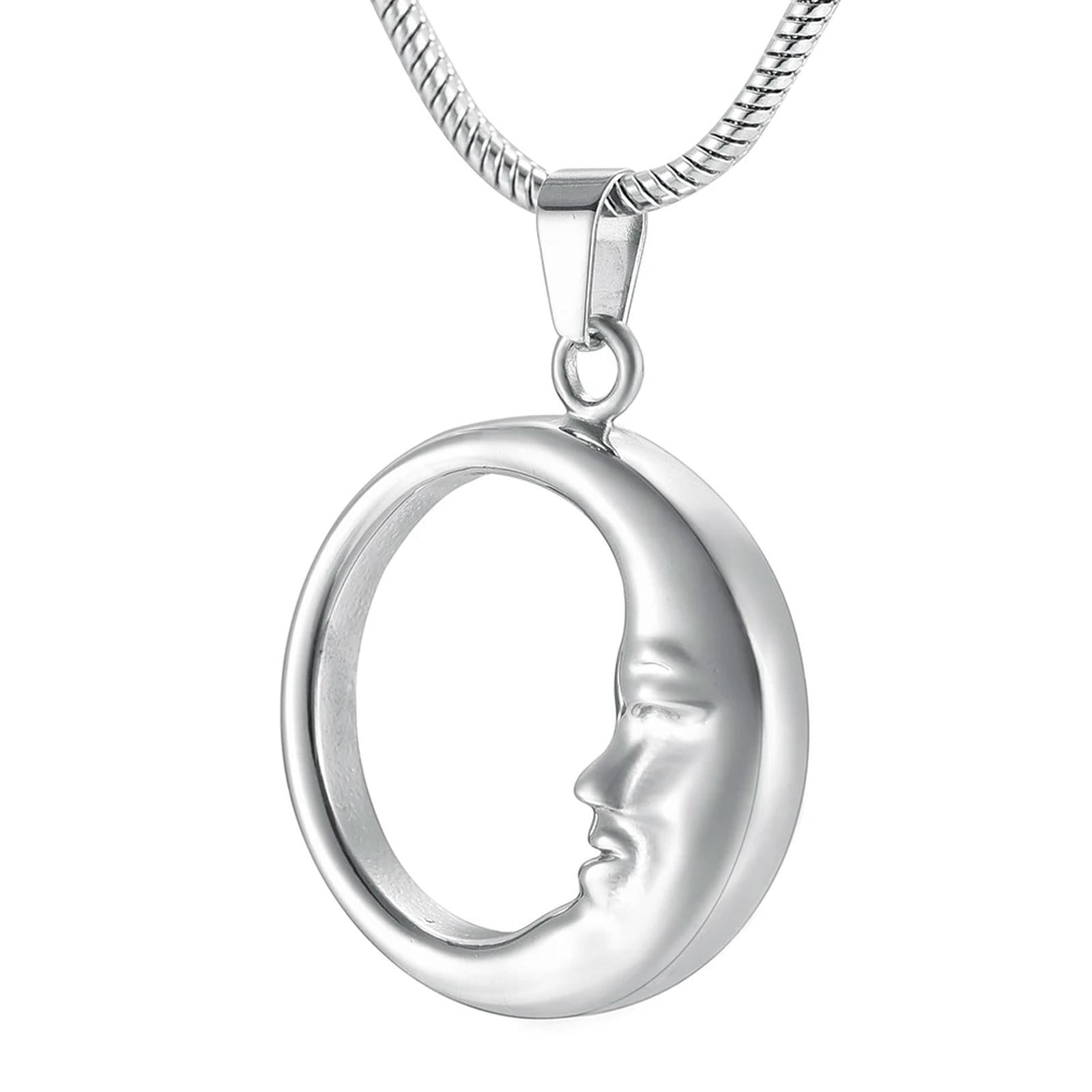 BIAIHQIE Smiling Moon Cremation Urn Pendant Necklace Ashes Holder Funeral Casket Memorial Urn Keepsake Jewelry Pendant Design