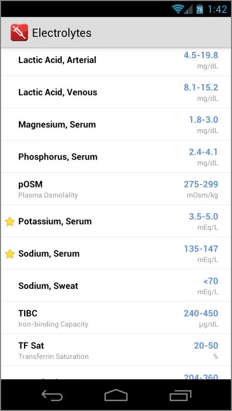 Pocket Lab Values - App on Amazon Appstore