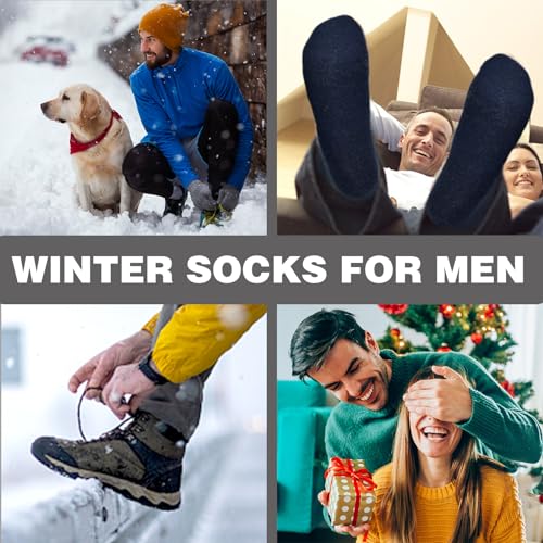 3 Pairs Men's Winter Marino Wool Socks Super Thick Heavy Winter Ski Hiking Thermal Warm Large Size Solid Color Socks4