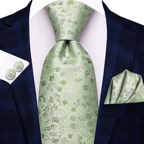 Image of Dubulle Mens Tie and Lapel Pin Paisley Striped Floral Necktie for Men Pocket Square Cufflinks 4PCS Set Wedding Party