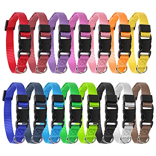 KroY PecoeD Colliers Chats et Chiots, 15 Pièces Collier pour Chien, Collier Personnalisé en Nylon Réglable avec Boucle Anti étranglement pour Chaton Petit...