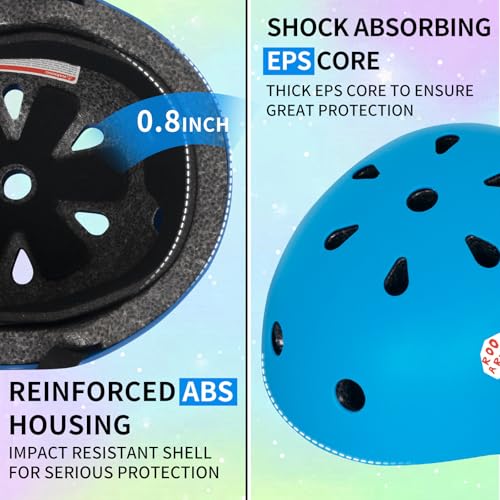 Nattork Kid's Bicycle Helmet for Girls or Boys Adjustable Size Muti-Sports Helmet for Skateboard Roller Skates with Cute Dinosaur Sticker Blue - image 3