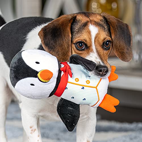 Image of Furhaven 2-Pack Squeaky Plush Dog Toys for Small /Medium Dogs, Washable w / Ruff Stuff Reinforcement - Dapper Dandies Nautical Collection - Otter /Puffin, Set of 2