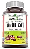 Amazing Omega Superba Krill Oil 500 Mg Softgels (Non GMO,Gluten Free) - 200mg Omega 3 Fatty Acids wi