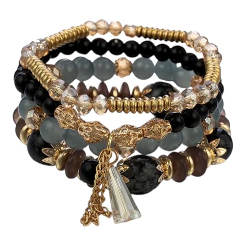 Image of ROYAL NEEDS Fashionable Beaded Multilayer Bracelets for girls and women's. Multicolor flexible crystal Bohemian Stackable Bracelets for women's