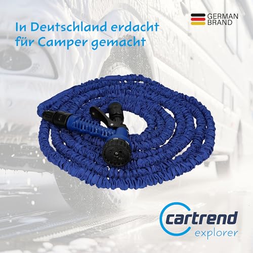 Cartrend 10386 Caravan Dehnbarer Wasserschlauch Schlauch Wohnwagenschlauch Wohnmobilschlauch Caravanschlauch Wohnwagenzubehör, Maße 5-15 m, Blau/Schwarz